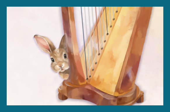 Carousel Bunny Harp Illustration